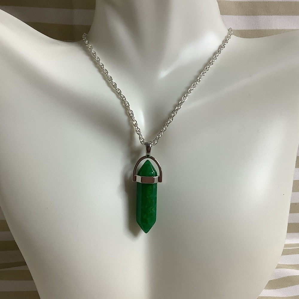 🌙 925 Sterling Silver Chakra Stone Reiki Hexagonal Pendant Necklace